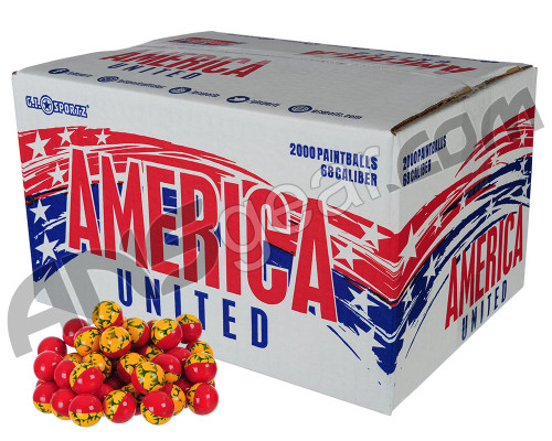 GI Sportz America United 500 Round Paintball Case - Red/Yellow Shell w/ Orange Fill ( .68 Caliber )