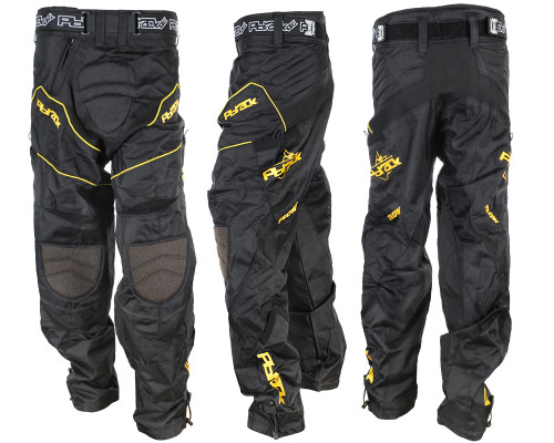 Pbrack Flow Full Paintball Pants - Black/Gold w/ Brown Knee Pads