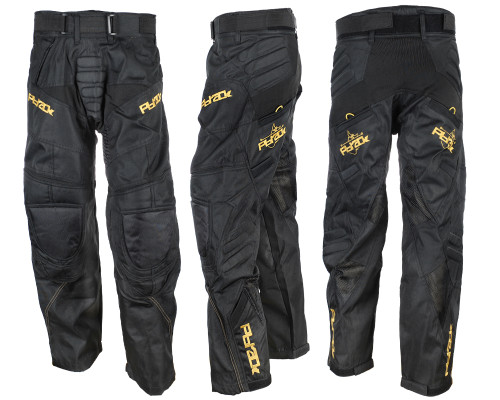 Pbrack Flow Full Paintball Pants - Black/Gold w/ Black Knee Pads