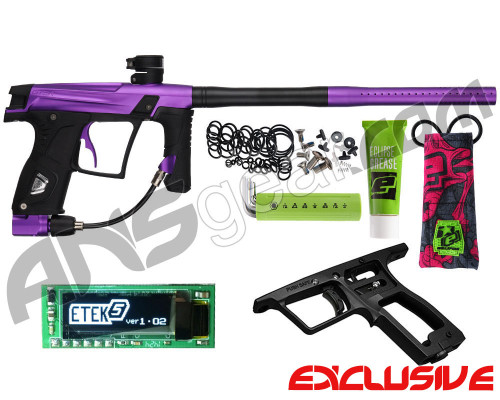 Planet Eclipse GTEK Paintball Gun w/ GMEK Mechanical Frame & Free OLED Board - Electric Purple/Black w/ Black Frame
