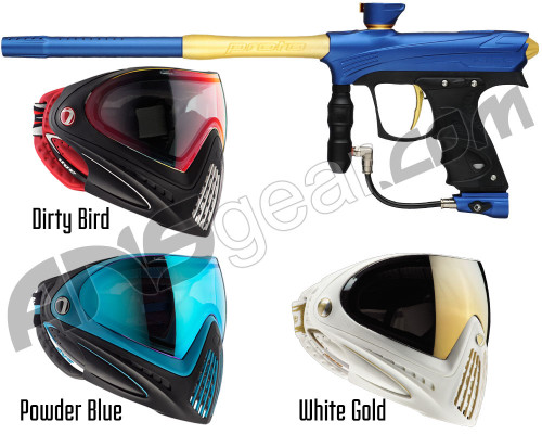 Proto Maxxed Rize Gun w/ Dye I4 Mask Combo Kit - Blue/Gold