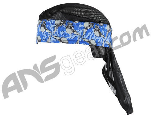 Sandana Pro-Line Blue Flying Skulls Headwrap w/ Black Mesh