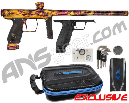 SP Shocker AMP Electronic Paintball Gun w/ Black Mechanical Frame - Polished Acid Wash Gold w/ Purple Splash