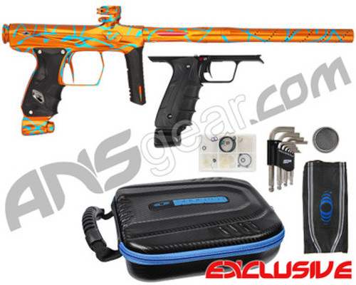 SP Shocker AMP Electronic Paintball Gun w/ Black Mechanical Frame - Orange w/ Teal Splash