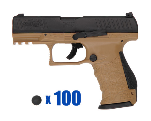 T4E .43 Cal Bravo Training Pistol Paintball Package Kit - Walther PPQ M2 LE - FDE