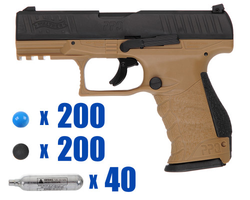 T4E .43 Cal Lima Training Pistol Paintball Package Kit - Walther PPQ M2 LE - FDE