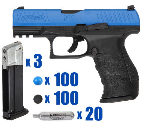 T4E .43 Cal Quebec Training Pistol Paintball Package Kit - Walther PPQ M2 LE - Blue