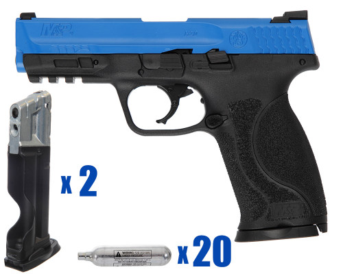 T4E .43 Cal Whiskey Training Pistol Paintball Package Kit - Smith & Wesson M&P 2.0 - Blue/Black