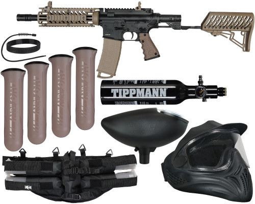 Tippmann TMC w/ Air-Thru Adjustable Stock Legendary Paintball Gun Package Kit - Black/Tan