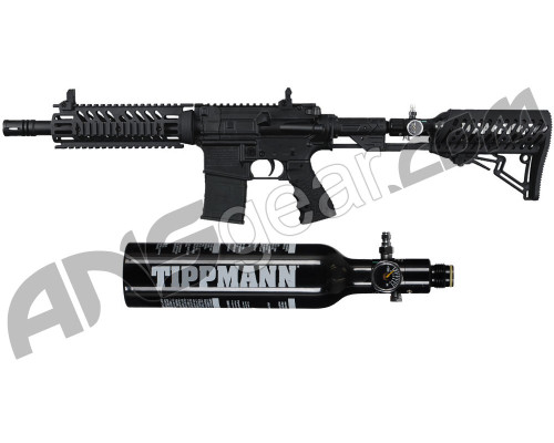 Tippmann TMC Paintball Gun w/ Air-Thru Adjustable Stock & FREE 13/3000 Tank - Black/Black