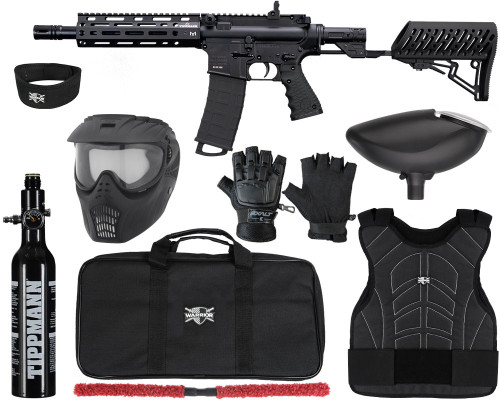 Tippmann TMC Elite Level 1 Protector Paintball Gun Package Kit - Black/Black