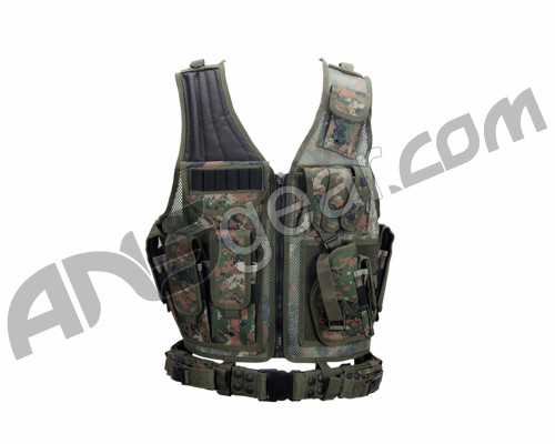 UTG Crossdraw Tactical Airsoft Vest - Right Hand - Woodland Digi