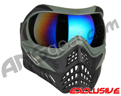 V-Force Grill Paintball Mask - Reverse Olive w/ Mirror Blue Lens