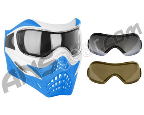 V-Force Grill Paintball Mask w/ Mirror Lens - SE White/Blue