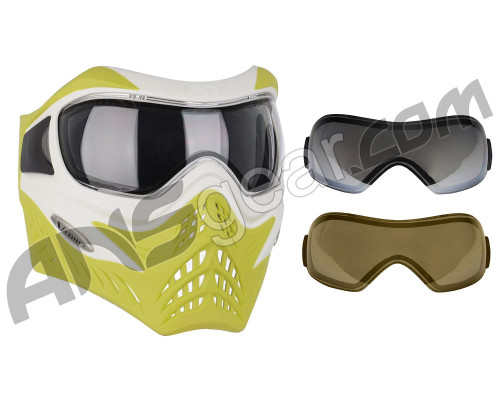 V-Force Grill Paintball Mask w/ Mirror Lens - SE White/Lime