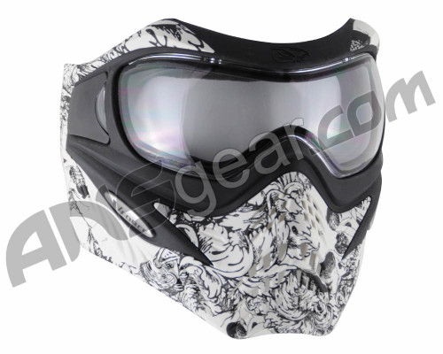 V-Force Grill Z Paintball Mask - Skull & Roses White