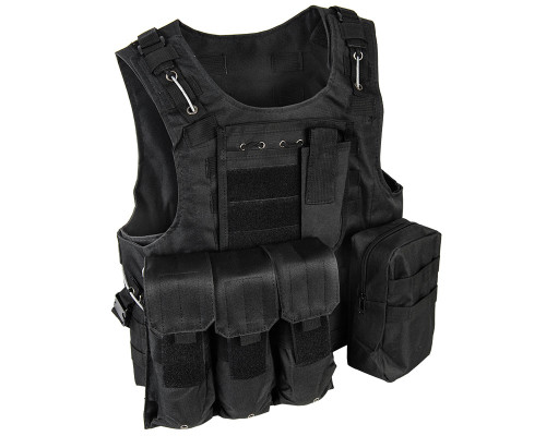 Warrior Paintball Tactical Molle Vest w/ Attachments - Black