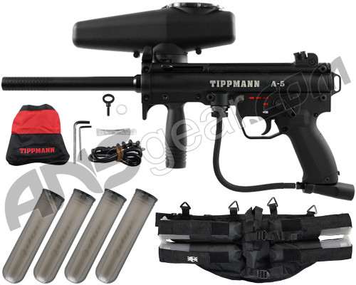 Tippmann A5 E w/ H.E. Grip, & 4+1 Paintball Harness