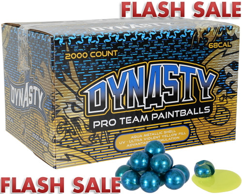 Dynasty Pro Team 2,000 Round Paintball Case - Aqua Metallic Shell/Ultra Violent Yellow Fill ( .68 Caliber ) (Banana Scented) (03292)