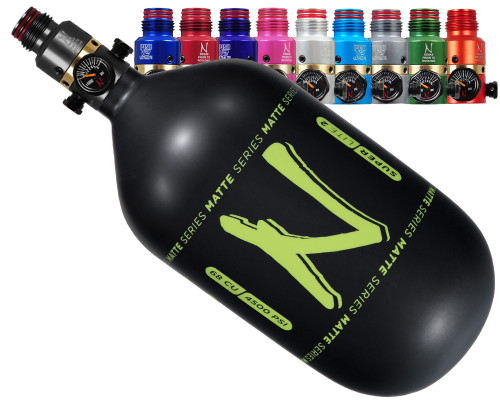 Ninja SL2 Carbon Fiber Air Tank - 68/4500 w/ Pro V2 Ultralite Regulator - Matte Black/Lime