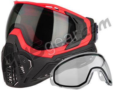 HK Army SLR Paintball Mask w/ Free Additional Clear Lens - Lava (Red/Black w/ Smoke Lens)