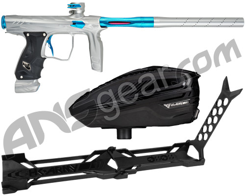 HK Army Shocker AMP Electronic Paintball Gun w/ Free TFX 3 Loader & Marker Stand - Silver/Teal