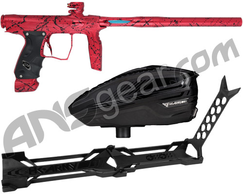 HK Army Shocker AMP Electronic Paintball Gun w/ Free TFX 3 Loader & Marker Stand - Splash Fire (Red/Black)