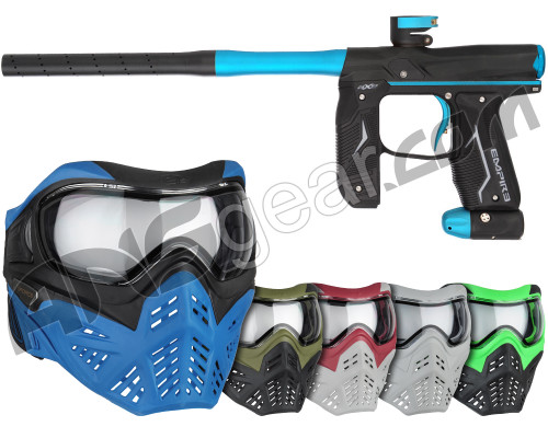 Empire Axe 2.0 Paintball Gun w/ V-Force Grill 2.0 Mask Bundle - Dust Black/Dust Aqua