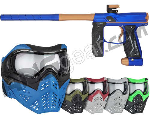 Empire Axe 2.0 Paintball Gun w/ V-Force Grill 2.0 Mask Bundle - Dust Blue/Dust Orange