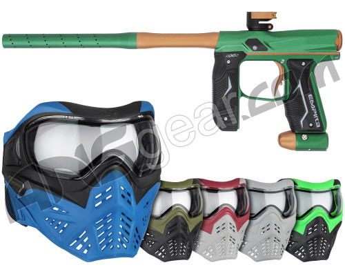 Empire Axe 2.0 Paintball Gun w/ V-Force Grill 2.0 Mask Bundle - Dust Forest Green/Dust Orange