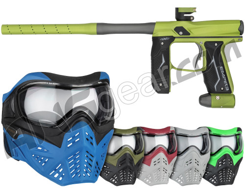 Empire Axe 2.0 Paintball Gun w/ V-Force Grill 2.0 Mask Bundle - Dust Green/Dust Grey