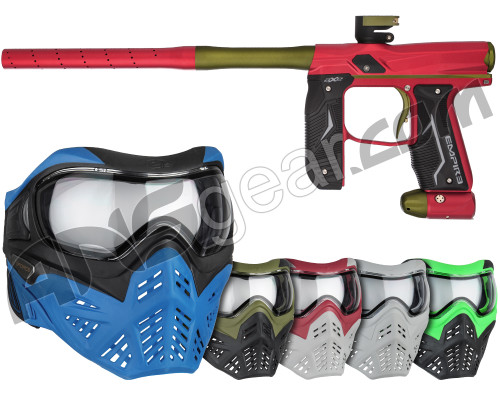 Empire Axe 2.0 Paintball Gun w/ V-Force Grill 2.0 Mask Bundle - Dust Red/Dust Olive