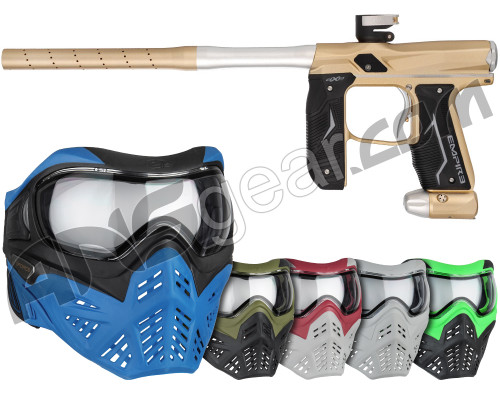Empire Axe 2.0 Paintball Gun w/ V-Force Grill 2.0 Mask Bundle - Dust Tan/Dust Silver