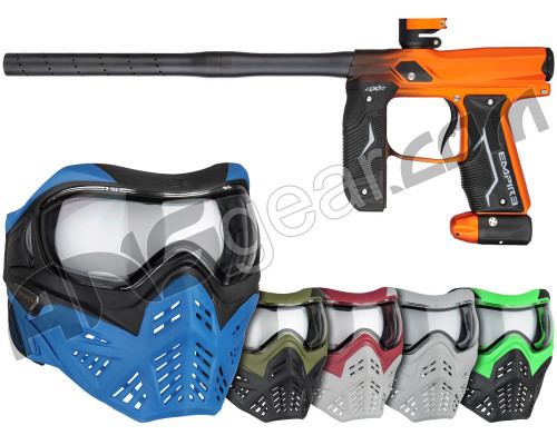 Empire Axe 2.0 Paintball Gun w/ V-Force Grill 2.0 Mask Bundle - Fade Dust Black/Sunburst Orange