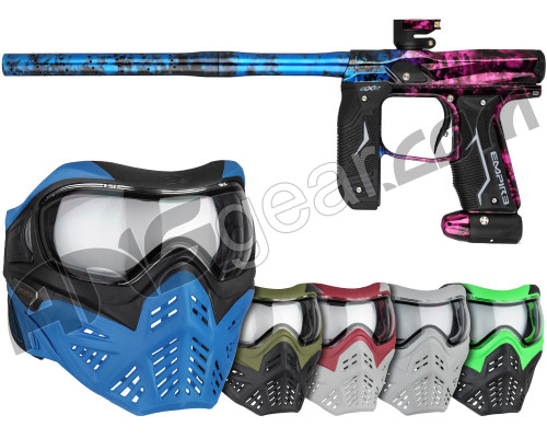 Empire Axe 2.0 Paintball Gun w/ V-Force Grill 2.0 Mask Bundle - Polished Acid Wash Blue/Pink Fade