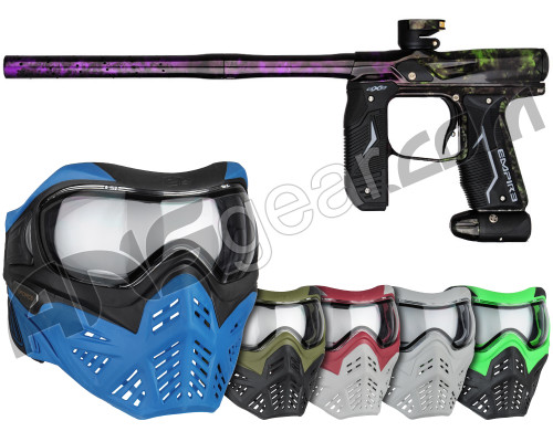 Empire Axe 2.0 Paintball Gun w/ V-Force Grill 2.0 Mask Bundle - Polished Acid Wash Purple/Lime