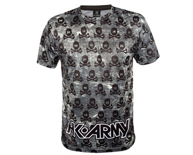 NEW HK Army Dri Fit T-Shirt - All Over Grey w/ Black Skulls