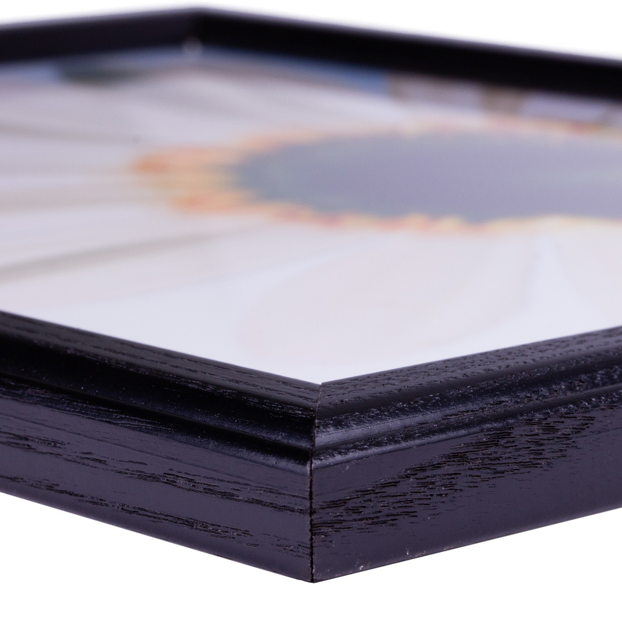 Set Of 4 Black Picture Frames With White Mat - Displays 14x20" With Mat Or 19x25" Without - Ash Wood, Classic Style, Ready To Hang