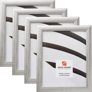 Contemporary 1", Scratched Silver Picture Frames - 4 Piece Set