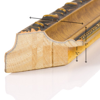 Ancien Ornate 1.25", Antique Gold Matted Picture Frame