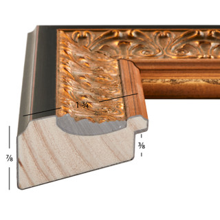 Furio 1.75", Distressed Gold and Black Matted Picture Frame