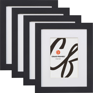 Essentials 1", Matted Modern Black Picture Frame - 4 Piece Set