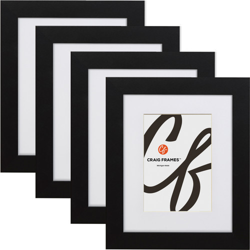 Bauhaus 125 1.25", Matted Mystic Satin Black Picture Frame - 4 Piece Set