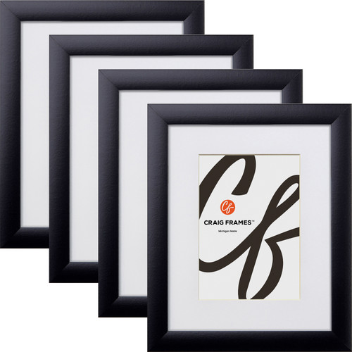 Contemporary 1", Matted Gallery Black Picture Frame - 4 Piece Set