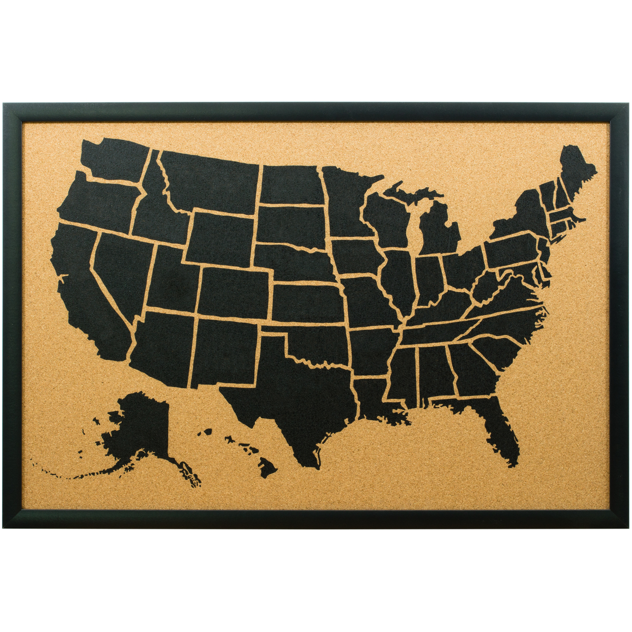 World Map Cork Bulletin Board with Push Pins Picture Travel Art