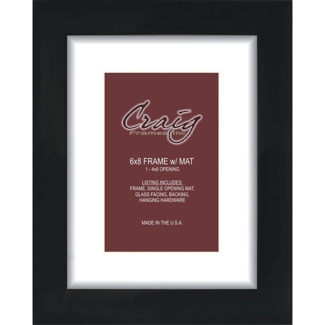 Matted Picture Frame With 4x6 Opening and 2 Border - Craig Frames