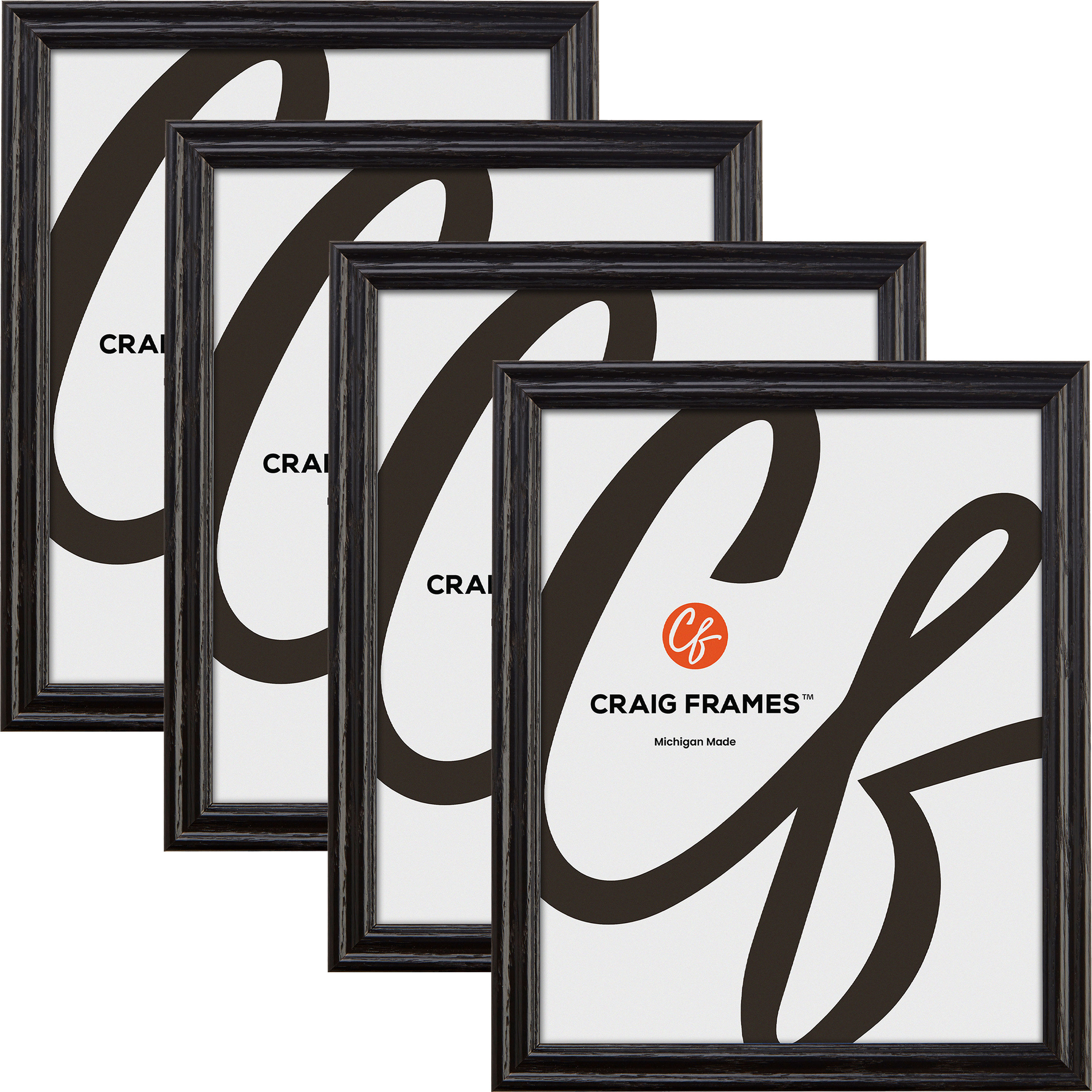 Wiltshire Ash 200 Black Hardwood Picture Frame 4 Pack