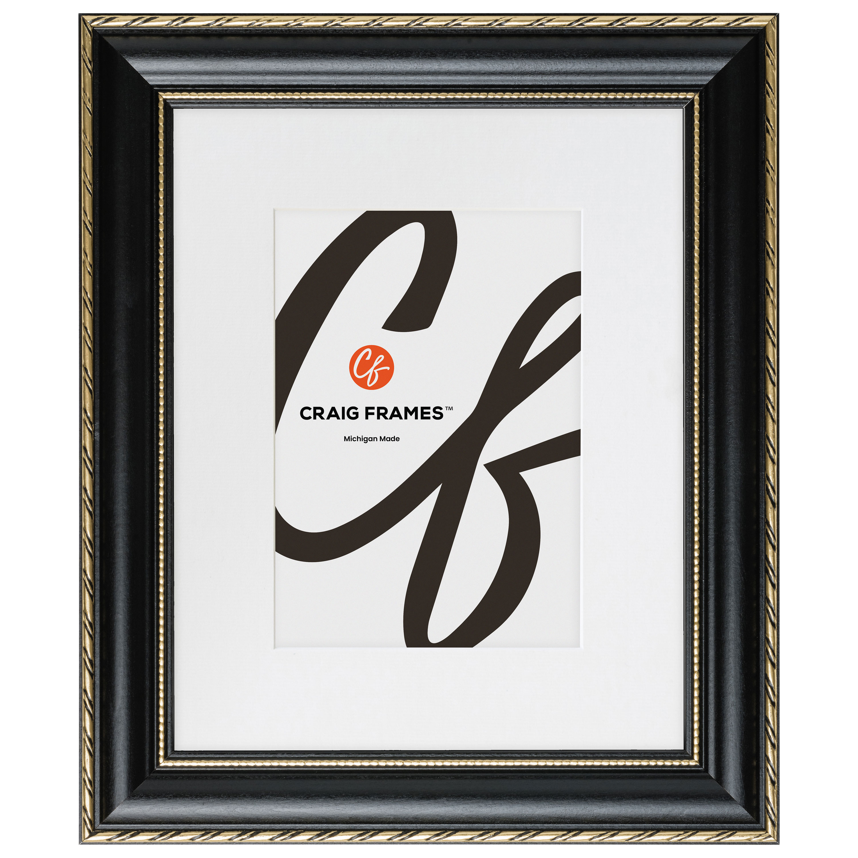 Craig Frames 314GD 5 x 7 inch Ornate Gold Picture Frame Matted to Display A 4 x 6 inch Photo
