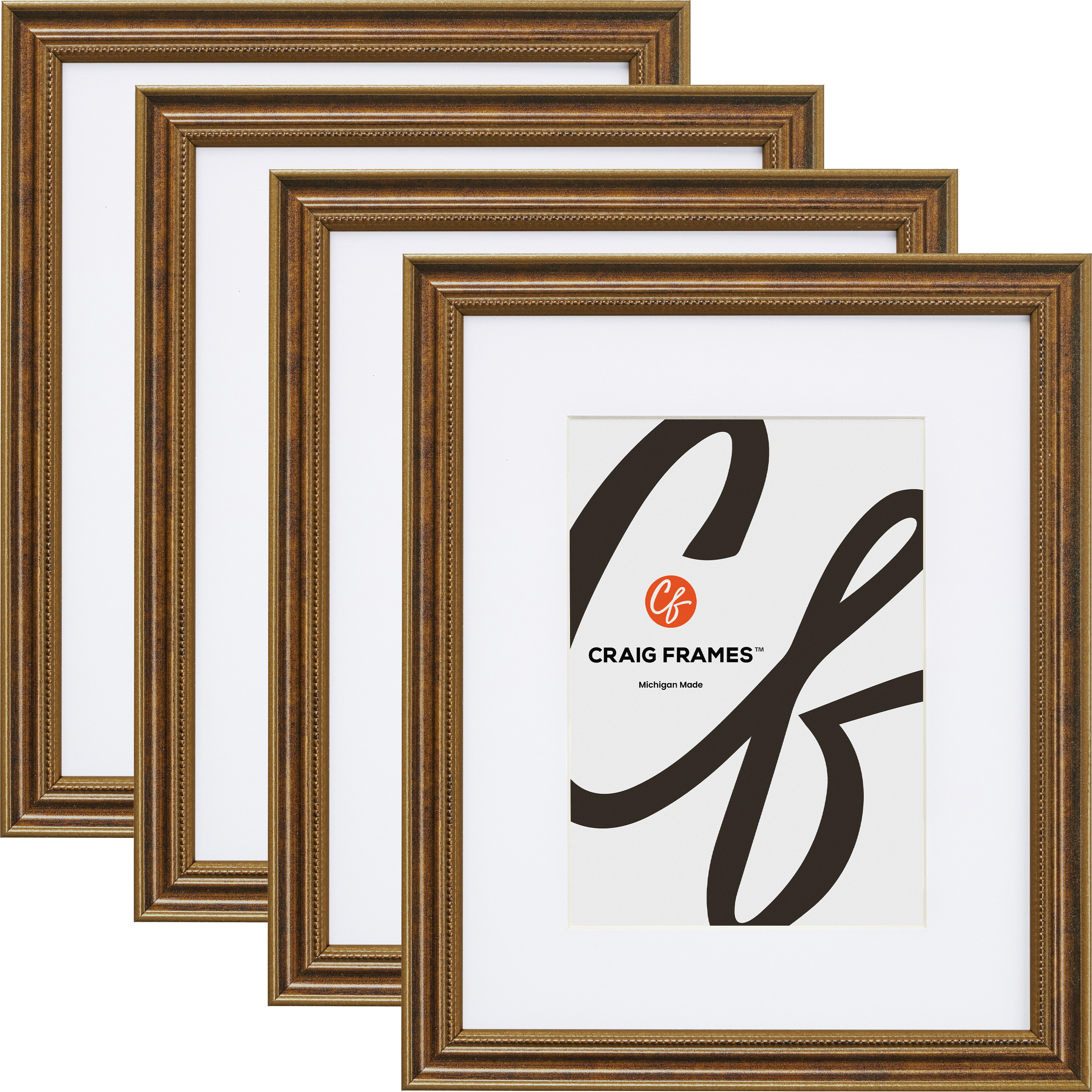 Stratton Matted Bronze Picture Frame - 4 Piece Set - Craig Frames