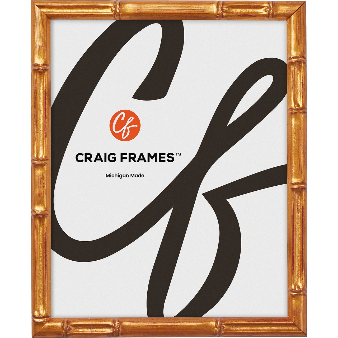 Vintage Bamboo Brushed Gold Wood Picture Frame - 2 Piece Set
